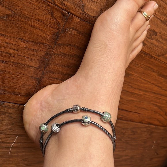 Pandora Oxidized Snake Barrel Clasp Anklet / Necklace 19.5”